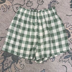 Petal & Pup Green Checkered High Waist Shorts